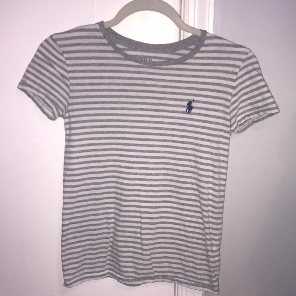 Polo Ralph Lauren woman grey and white striped tee